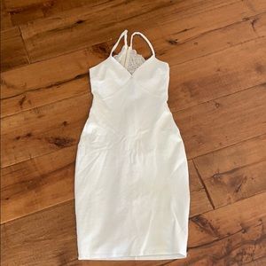 Bachelorette white Dress, open back with lace